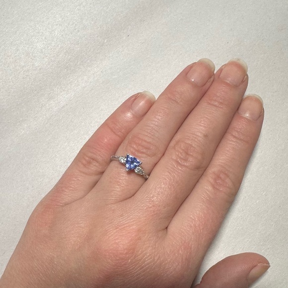 LeVian Platinum Trillion Tanzanite and Diamond Ring - Picture 2 of 16